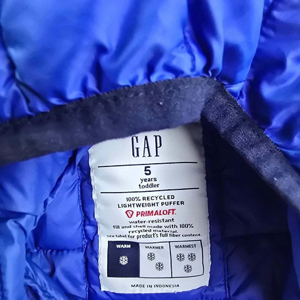 Gap Kids 5T Admiral Blue Primaloft Lightweight Puffer‎ Hooded Jacket S/706075-01